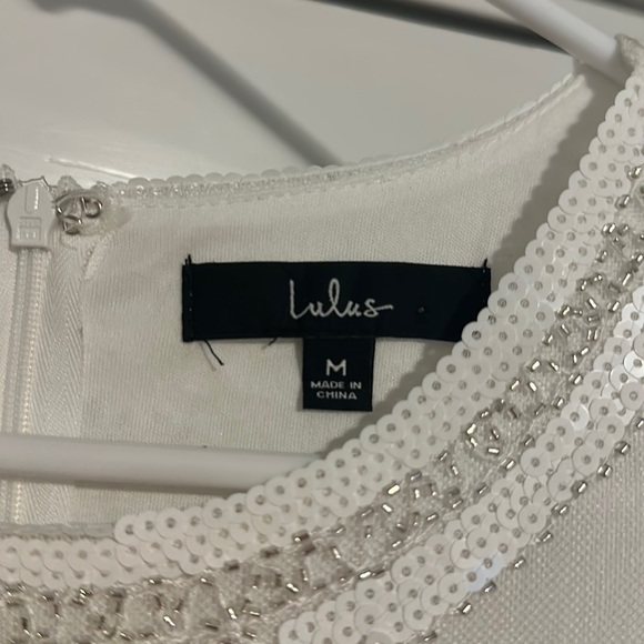 Lulu’s White Sequin Embroidered Mini Dress - Bride Bridal Bachelorette - Picture 5 of 7